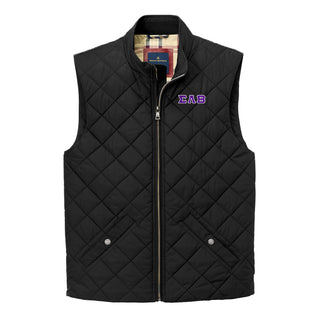 Sigma Lambda Beta Greek Letter Block LC Brooks Brothers Quilted Vest - Deep Black