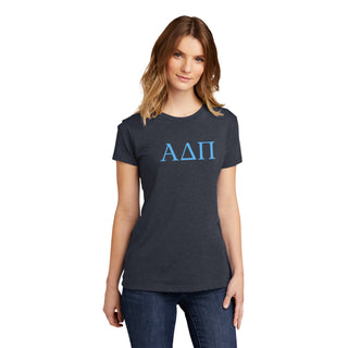 Alpha Delta Pi Greek Letter Block Womens NLA Triblend T-Shirt - Vintage Navy
