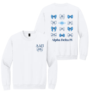 Alpha Delta Pi Greek Bow Bliss Crewneck Sweatshirt - White