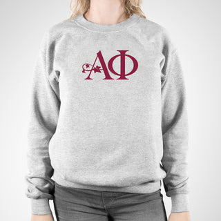 Alpha Phi Greek Letter Block Crewneck Sweatshirt - Sport Grey