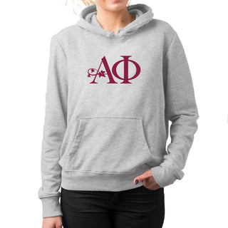 Alpha Phi Greek Letter Block Hoodie - Sport Grey
