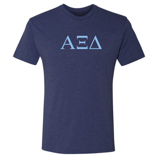 Alpha Xi Delta Greek Letter Block Triblend T-Shirt - Vintage Navy