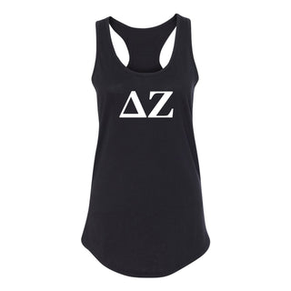 Delta Zeta Greek Letter Block Racerback Tank - Black