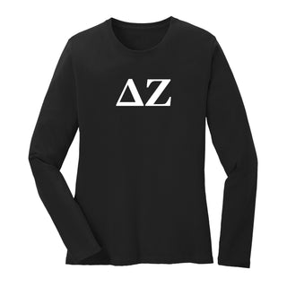 Delta Zeta Greek Letter Block Womens Long Sleeve - Black