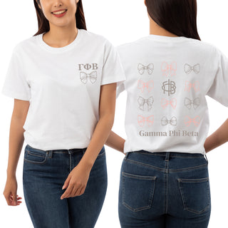 Gamma Phi Beta Greek Bow Bliss NLA T-Shirt - White
