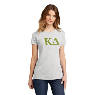 Kappa Delta Greek Letter Block Womens NLA Triblend T-Shirt - Heather White