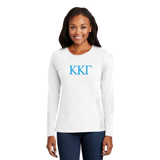 Kappa Kappa Gamma Greek Letter Block Womens Long Sleeve - White