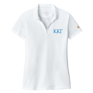 Kappa Kappa Gamma Greek Letter Block LC Brooks Brothers Women’s Mesh Pique Performance Polo - White