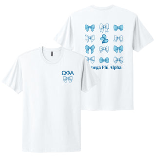 Omega Phi Alpha Greek Bow Bliss NLA T-Shirt - White