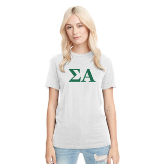 Sigma Alpha Greek Letter Block NLA Triblend T-Shirt - Heather White