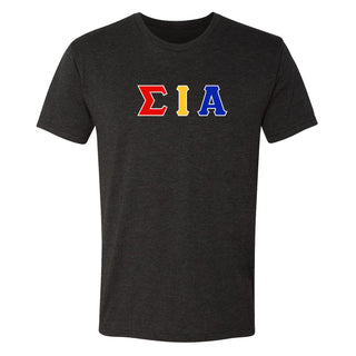 Sigma Iota Alpha Greek Letter Block Triblend T-Shirt - Vintage Black