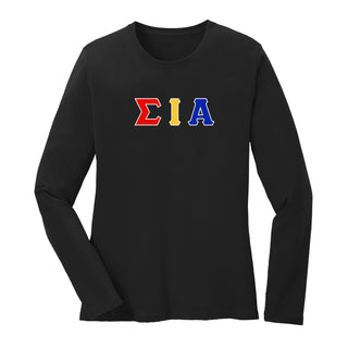 Sigma Iota Alpha Greek Letter Block Womens Long Sleeve - Black