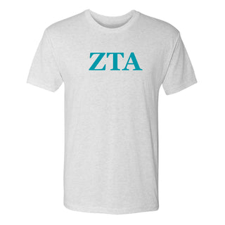 Zeta Tau Alpha Greek Letter Block NLA Triblend T-Shirt - Heather White