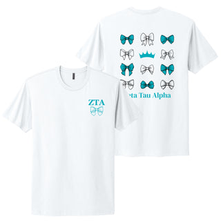 Zeta Tau Alpha Greek Bow Bliss NLA T-Shirt - White