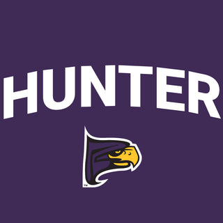 Hunter College Hawks Arch Logo T Shirt - Purple