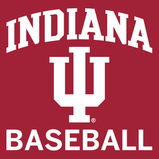 Indiana University Hoosiers Arch Logo Baseball Long Sleeve T Shirt - Cardinal