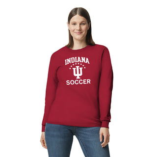 Indiana University Hoosiers Arch Logo Soccer Long Sleeve T Shirt - Cardinal