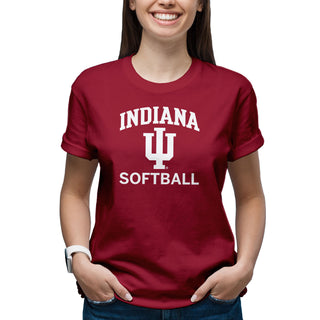 Indiana University Hoosiers Arch Logo Softball Short Sleeve T Shirt - Cardinal