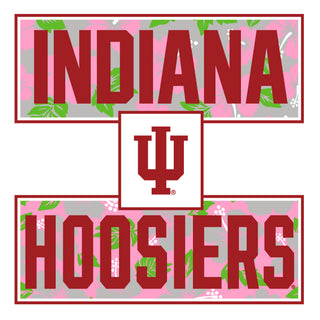 Indiana University Hoosiers Hibiscus Pattern Blocks Basic Cotton Short Sleeve T Shirt - White
