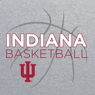 Indiana University Hoosiers Basketball Sketch Basic Cotton Short Sleeve T Shirt - Sport Grey