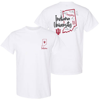 Indiana University Hoosiers Playful Sketch Basic Cotton Short Sleeve T Shirt - White