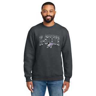 K-State Mega Shadow BTB Crewneck - Charcoal Heather