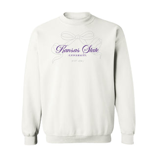 Kansas State Delicate Bow Crewneck Sweatshirt - White