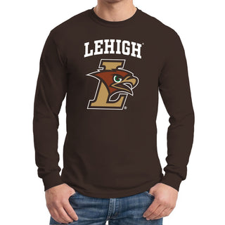 Lehigh University Mountain Hawks Arch Logo Long Sleeve T-Shirt - Dark Chocolate