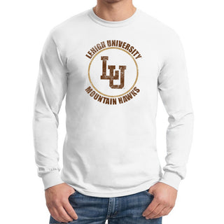 Lehigh University Mountain Hawks Distressed Circle Logo Long Sleeve T-Shirt - White