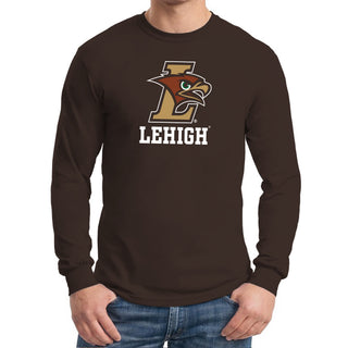 Lehigh University Mountain Hawks Primary Logo Long Sleeve T-Shirt - Dark Chocolate