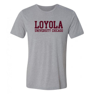 Loyola University Chicago Ramblers Basic Block Canvas Triblend Short Sleeve T Shirt - Athletic Grey Triblend