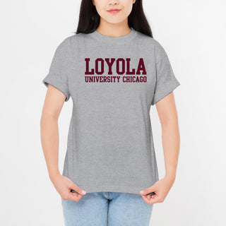 Loyola University Chicago Ramblers Basic Block Short Sleeve T-Shirt - Sport Grey