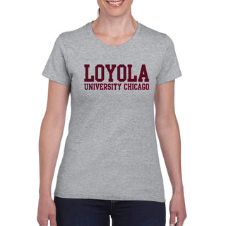Loyola Chicago Ramblers Basic Block Women's T Shirt - Sport Grey