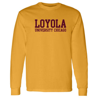 Loyola University Chicago Ramblers Basic Block Long Sleeve T Shirt - Gold