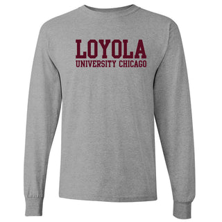 Loyola Chicago Ramblers Basic Block Long Sleeve T Shirt - Sport Grey