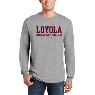 Loyola Chicago Ramblers Basic Block Long Sleeve T Shirt - Sport Grey