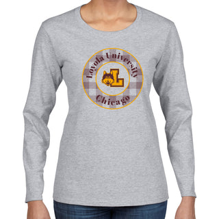 Loyola Chicago Plaid Circle Women's Long Sleeve - Sport Grey