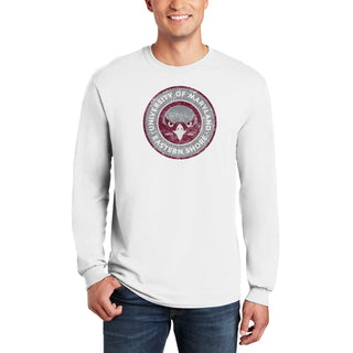Maryland Eastern Shore Hawks Distressed Circle Logo Long Sleeve - White