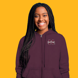 Mississippi State Bulldogs Primary Logo LC EMB Zip Hoodie - Maroon
