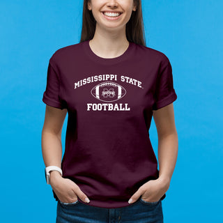 Mississippi State Bulldogs Classic Football Arch T Shirt - Maroon
