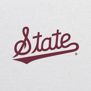 Mississippi State Script Logo NLA Triblend 3/4 Sleeve Raglan T-Shirt - Heather White / Vintage Black