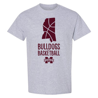 Mississippi State Bulldogs Basketball Brush State T-Shirt - Sport Grey