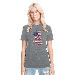Mississippi State Patriotic State Silhouette NLA Triblend T-Shirt - Premium Heather