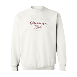 Mississippi State Delicate Bow Crewneck Sweatshirt - White