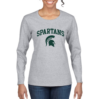 Michigan State Arch Logo Womens Long Sleeve - Athletic Heather