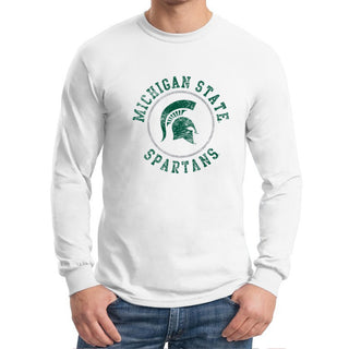 Michigan State Distressed Circle Logo Long Sleeve