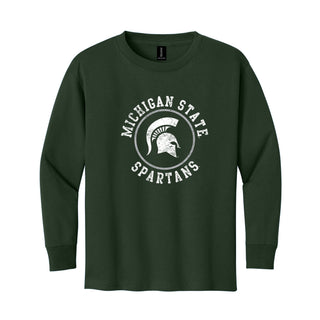 Michigan State Distressed Circle Logo Youth Long Sleeve