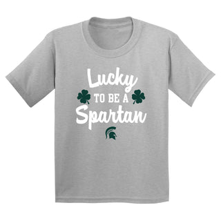 Michigan State Lucky to be a Spartan Youth T-Shirt - Sport Grey