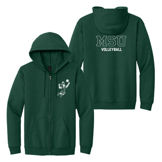 MSU Sparty Volleyball Mascot Mark LC Zip Hoodie - Forest