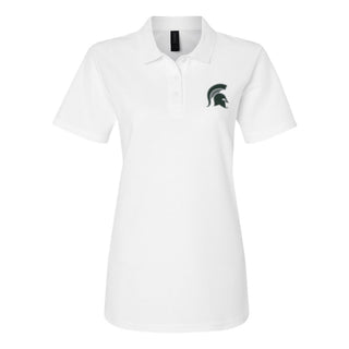 MSU Logo Outline EMB Womens Softstyle Pique Polo